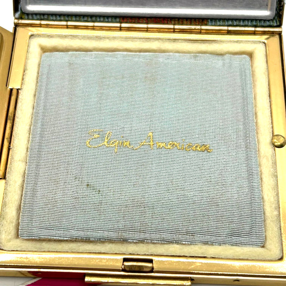 Vintage Elgin American Powder Box Country Scene Dust Bag Original Box - Picture 9 of 14